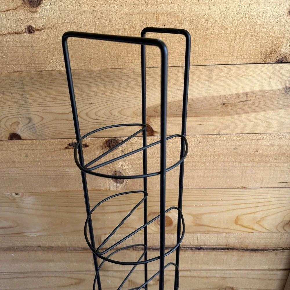 VTG 90s Retro Black Wire Wood Base CD Game Storage Tower Tall Holds 110+ *Flaw*